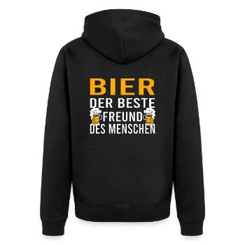 Vatertag Himmelfahrt Bier Nachbar Nachbarn Saufen - Unisex Premium Bio Zip Hoodie - Schwarz - Hinten - Nico (187cm)