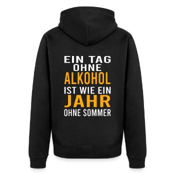 Vatertag Himmelfahrt Bier Nachbar Nachbarn Saufen - Unisex Premium Bio Zip Hoodie - Schwarz - Hinten - Nico (187cm)