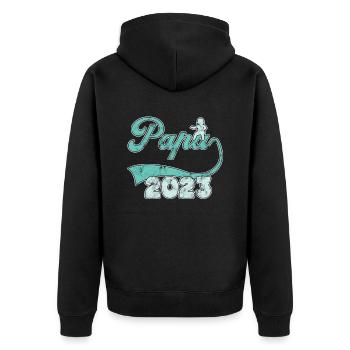 Papa 2023 - Unisex Premium Bio Zip Hoodie - Schwarz - Hinten - Nico (187cm)