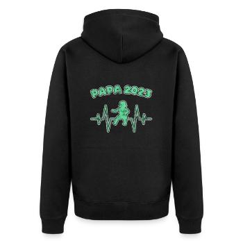 Papa 2023 - Unisex Premium Bio Zip Hoodie - Schwarz - Hinten - Nico (187cm)