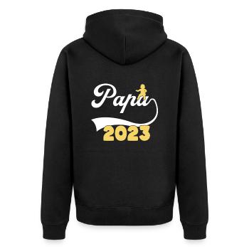 Papa 2023 - Unisex Premium Bio Zip Hoodie - Schwarz - Hinten - Nico (187cm)