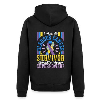 Survivant du cancer de la vessie Sensibilisation au cancer de la vessie - Veste à capuche bio Premium Unisexe - noir - Dos - Nico (187cm)