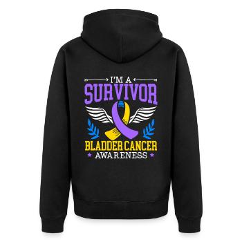 Survivant du cancer de la vessie Sensibilisation au cancer de la vessie - Veste à capuche bio Premium Unisexe - noir - Dos - Nico (187cm)