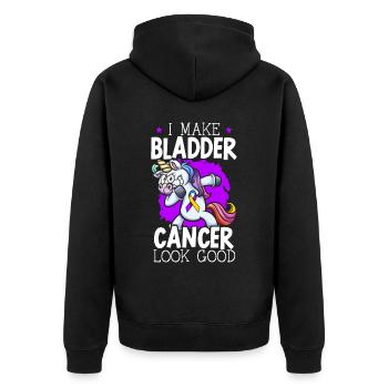 Cancer de la vessie Guerrier Sensibilisation au cancer de la vessie - Veste à capuche bio Premium Unisexe - noir - Dos - Nico (187cm)