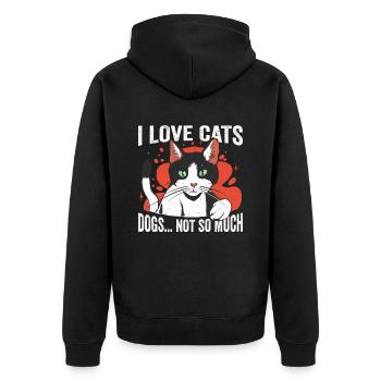 Ich Liebe Katzen Die Hunde Nicht So Sehr Süß Katze - Unisex Premium Bio Zip Hoodie - Schwarz - Hinten - Nico (187cm)