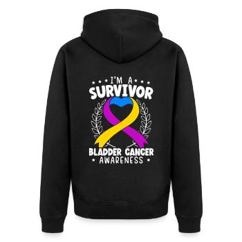 Survivant du cancer de la vessie Sensibilisation au cancer de la vessie - Veste à capuche bio Premium Unisexe - noir - Dos - Nico (187cm)