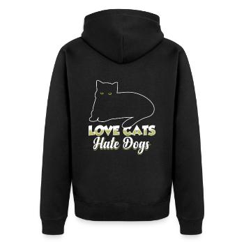 Love Cats Hate Dogs Pet Cat Lover - Unisex Premium Organic Zip Hoodie - black - Back - Nico (187cm)