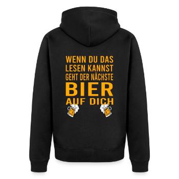 Vatertag Himmelfahrt Bier Nachbar Nachbarn Saufen - Unisex Premium Bio Zip Hoodie - Schwarz - Hinten - Nico (187cm)