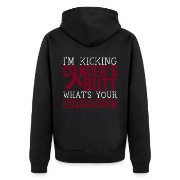 Multiples Myelom Krieger Myelom Krebs Bewusstsein - Unisex Premium Bio Zip Hoodie - Schwarz - Hinten - Nico (187cm)