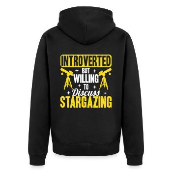 Stargazer Gift Kosmologie Stargazing - Unisex Premium Bio Zip Hoodie - Schwarz - Hinten - Nico (187cm)