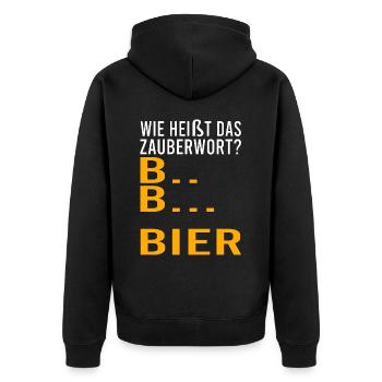Vatertag Himmelfahrt Bier Nachbar Nachbarn Saufen - Unisex Premium Bio Zip Hoodie - Schwarz - Hinten - Nico (187cm)