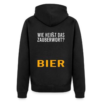 Vatertag Himmelfahrt Bier Nachbar Nachbarn Saufen - Unisex Premium Bio Zip Hoodie - Schwarz - Hinten - Nico (187cm)