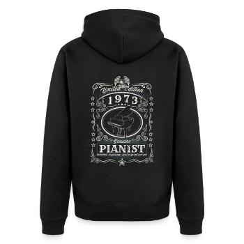 Vintage 1973 Pianist Geburtstag Geschenk Hobby - Unisex Premium Bio Zip Hoodie - Schwarz - Hinten - Nico (187cm)