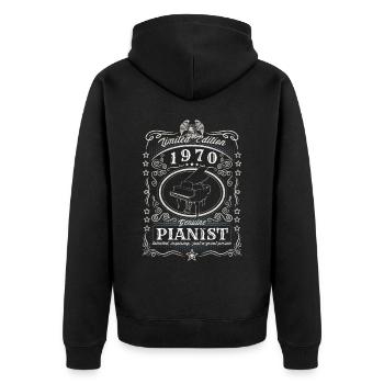 Vintage 1970 Pianist Geburtstag Geschenk Hobby - Unisex Premium Bio Zip Hoodie - Schwarz - Hinten - Nico (187cm)