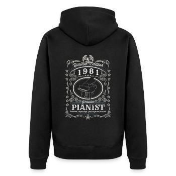 Vintage 1981 Pianiste Cadeau d’anniversaire Hobby - Veste à capuche bio Premium Unisexe - noir - Dos - Nico (187cm)