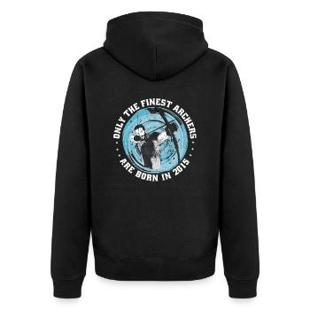 Archer birthday born in 2015 - Unisex Premium Organic Zip Hoodie - black - Back - Nico (187cm)