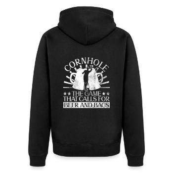 Cornhole Player Beer - Fun Cornhole - Unisex Premium Organic Zip Hoodie - black - Back - Nico (187cm)