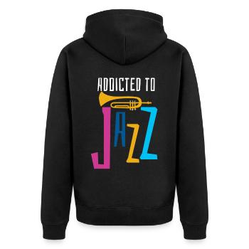 Musique jazz - Musiciens de jazz - Veste à capuche bio Premium Unisexe - noir - Dos - Nico (187cm)