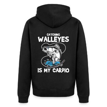 Pikeperch fishing, fish, perch, perch fishing - Unisex Premium Organic Zip Hoodie - black - Back - Nico (187cm)