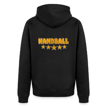Handball - Unisex Premium Bio Zip Hoodie - Schwarz - Hinten - Nico (187cm)