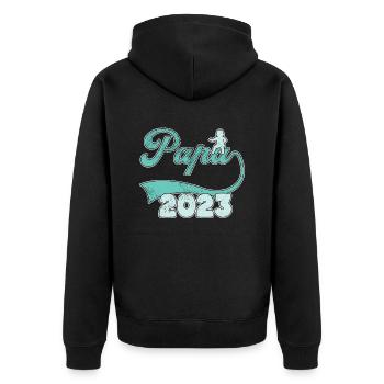 Papa 2023 - Unisex Premium Bio Zip Hoodie - Schwarz - Hinten - Nico (187cm)
