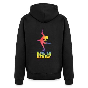 Eis Skating -Skater Eisschild Skate Girl - Unisex Premium Bio Zip Hoodie - Schwarz - Hinten - Nico (187cm)