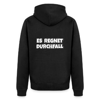 Es regnet Durchfall - Unisex Premium Bio Zip Hoodie - Schwarz - Hinten - Nico (187cm)