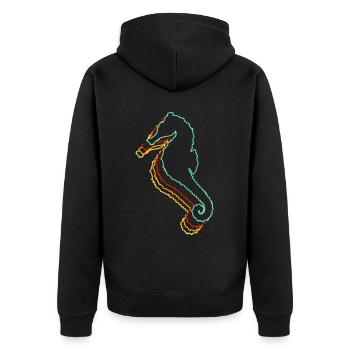 Sea horse - Unisex Premium Organic Zip Hoodie - black - Back - Nico (187cm)