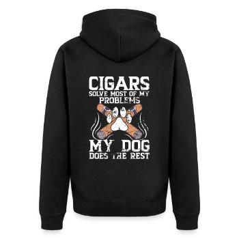 Cigare et chiens fumant des toabacos - Veste à capuche bio Premium Unisexe - noir - Dos - Nico (187cm)
