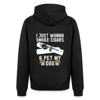Cigare et chiens fumant des toabacos - Veste à capuche bio Premium Unisexe - noir - Dos - Nico (187cm)