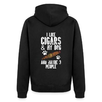 Cigare et chiens fumant des toabacos - Veste à capuche bio Premium Unisexe - noir - Dos - Nico (187cm)