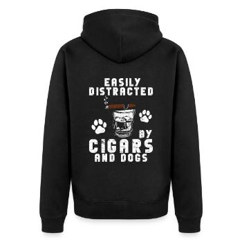 Cigare et chiens fumant des toabacos - Veste à capuche bio Premium Unisexe - noir - Dos - Nico (187cm)