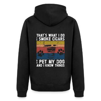 Cigare et chiens fumant des toabacos - Veste à capuche bio Premium Unisexe - noir - Dos - Nico (187cm)