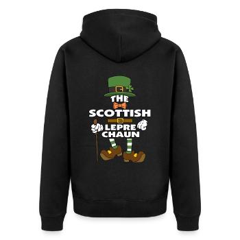 The Scottish Leprechaun St Patrick's Day - Unisex Premium Bio Zip Hoodie - Schwarz - Hinten - Nico (187cm)