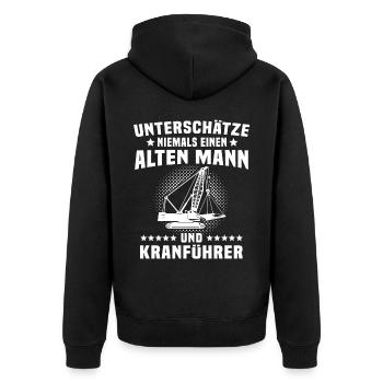 Kranfahrer Kranführer Kran - Unisex Premium Bio Zip Hoodie - Schwarz - Hinten - Nico (187cm)