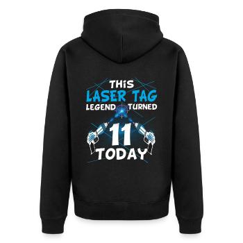 Lasertag-Geburtstagsfeier - Lasertag-Geburtstag - Unisex Premium Bio Zip Hoodie - Schwarz - Hinten - Nico (187cm)