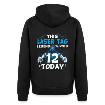 Lasertag-Geburtstagsfeier - Lasertag-Geburtstag - Unisex Premium Bio Zip Hoodie - Schwarz - Hinten - Nico (187cm)