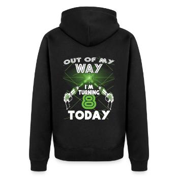Lasertag-Geburtstagsfeier - Lasertag-Geburtstag - Unisex Premium Bio Zip Hoodie - Schwarz - Hinten - Nico (187cm)