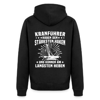 Kranfahrer Kranführer Kran - Unisex Premium Bio Zip Hoodie - Schwarz - Hinten - Nico (187cm)