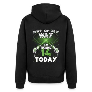 Lasertag-Geburtstagsfeier - Lasertag-Geburtstag - Unisex Premium Bio Zip Hoodie - Schwarz - Hinten - Nico (187cm)