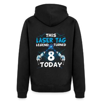 Lasertag-Geburtstagsfeier - Lasertag-Geburtstag - Unisex Premium Bio Zip Hoodie - Schwarz - Hinten - Nico (187cm)
