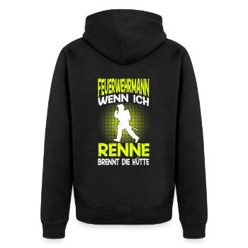 Feuerwehrmann FFW BFW Freiwillige Feuerwehr - Unisex Premium Bio Zip Hoodie - Schwarz - Hinten - Nico (187cm)