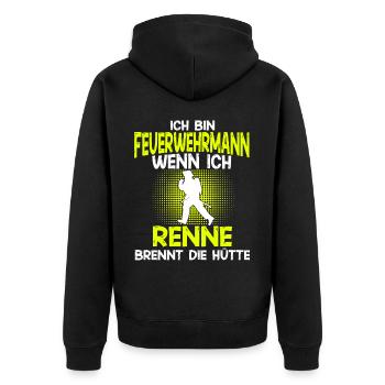 Feuerwehrmann FFW BFW Freiwillige Feuerwehr - Unisex Premium Bio Zip Hoodie - Schwarz - Hinten - Nico (187cm)