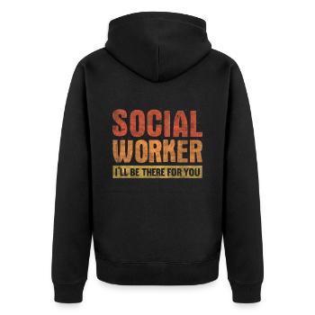 Je serai là pour toi Travailleur social - Veste à capuche bio Premium Unisexe - noir - Dos - Nico (187cm)