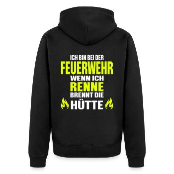 Feuerwehrmann FFW BFW Freiwillige Feuerwehr - Unisex Premium Bio Zip Hoodie - Schwarz - Hinten - Nico (187cm)