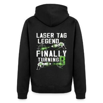Finally 8 years old – Lasertag birthday - Unisex Premium Organic Zip Hoodie - black - Back - Nico (187cm)