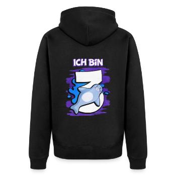 Ich Bin 3 Robbe - Unisex Premium Bio Zip Hoodie - Schwarz - Hinten - Nico (187cm)