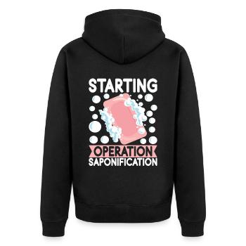 Seifenmacher Seife Machen - Unisex Premium Bio Zip Hoodie - Schwarz - Hinten - Nico (187cm)