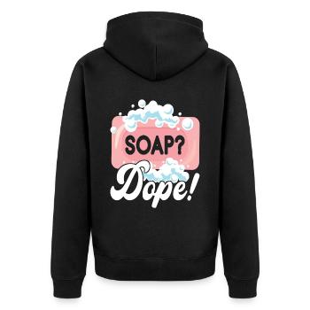 Seifenmacher Seife Machen - Unisex Premium Bio Zip Hoodie - Schwarz - Hinten - Nico (187cm)