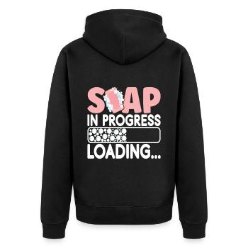 Soap maker soap making - Unisex Premium Organic Zip Hoodie - black - Back - Nico (187cm)